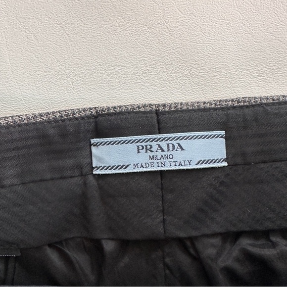 Prada 2017 Micro Houndstooth Ankle Trousers with Silky Tuxedo Stripe 38 US 2 - Picture 6 of 9